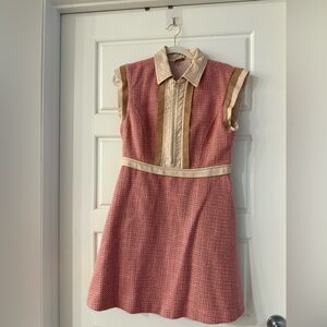 Stylish Pink and Cream Mini Dress